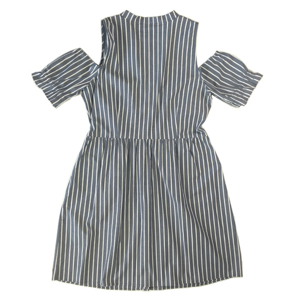 SOLD MICHAEL MK cold shoulder button striped - Picture 2 of 8